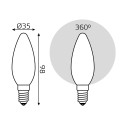 103201109 Лампа Gauss Filament Свеча 9W 590lm 3000К Е14 milky LED 1/10/50