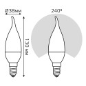 104101110 Лампа Gauss LED Candle tailed E14 9.5W 3000К 1/10/50, шт