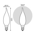 104201105 Лампа Gauss LED Filament Candle tailed OPAL E14 5W 2700K Golden 1/10/50, шт