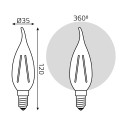 104801205-D Лампа Gauss LED Filament Свеча на ветру dimmable E14 5W 450lm 4100K 1/10/50